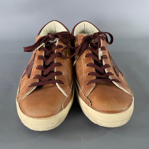 GOLDEN GOOSE Super Star Size 8 Brown Burgundy Leather Sneakers
