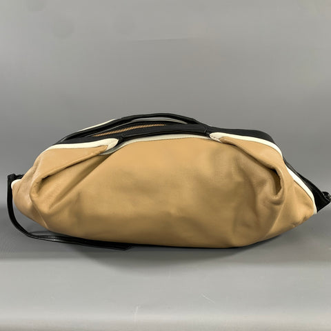 PHILLIP LIM Black Tan Color Block Leather Hobo Bag