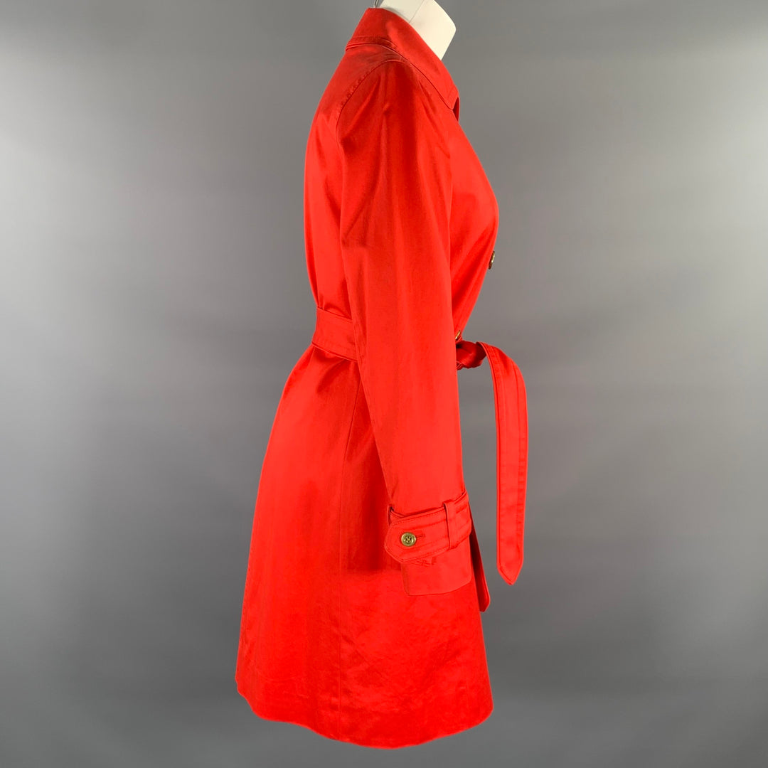 COACH Size S Orange Cotton Double Breasted Trench Coat