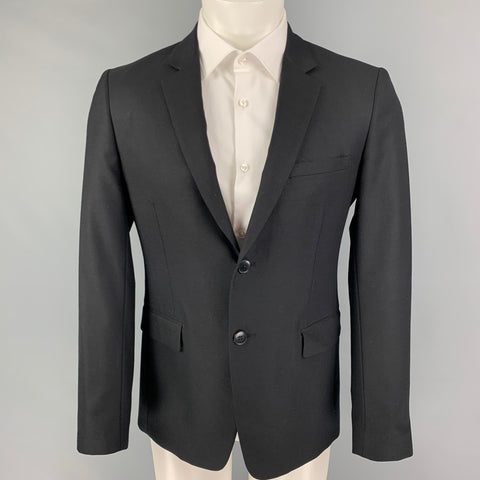 THEORY Size 38 Short Black Wool Notch Lapel Sport Coat