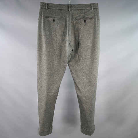 CHARLIE Size M Grey Heather Viscose Blend Pleated Cuffed Tapered Casual Pants