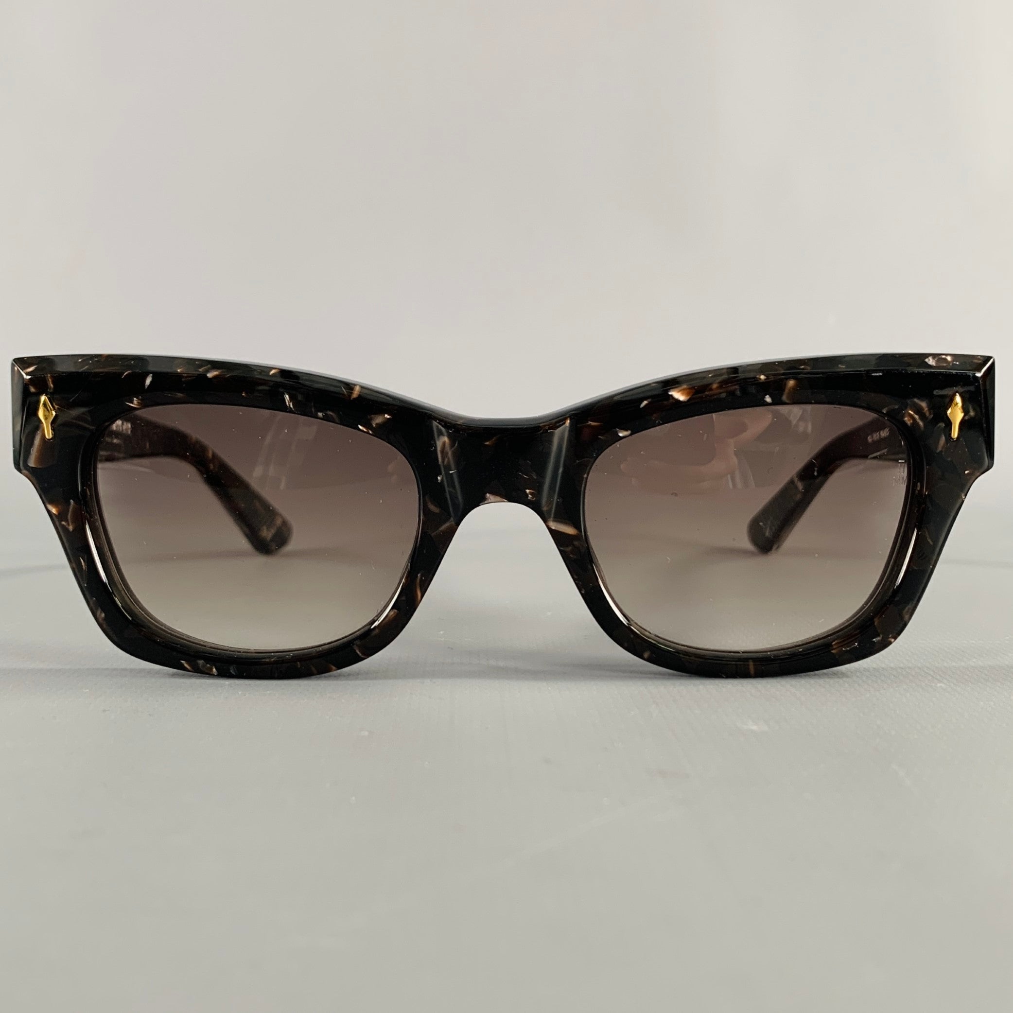 JACQUES MARIE MAGE -All These Nights- Black Cream Marbled Acetate  Sunglasses – Sui Generis Designer Consignment