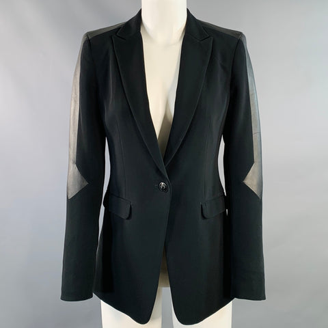 RAG & BONE Size 2 Black Crepe Two Tone Lambskin Jacket Blazer