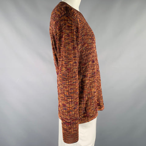 JHANE BARNES Size XL Orange Rust Woven Silk Scoop Neck Pullover