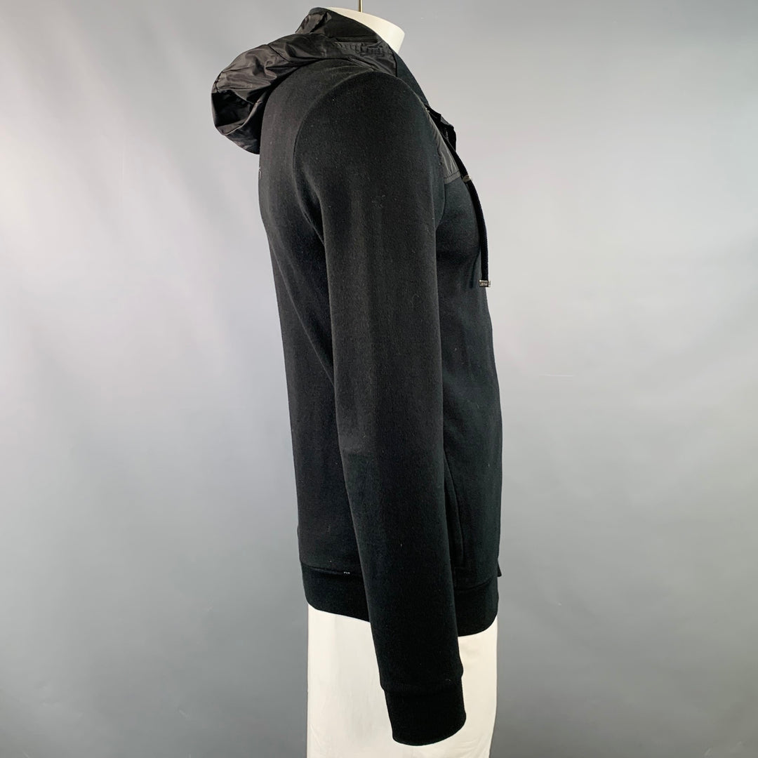 GUCCI Size XL Black Cotton Blend Hooded Slim Fit Zip Up Jacket