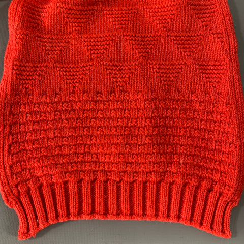 DRAKES LONDON Navy Beige Red Color Block Lambswool Knit Scarf