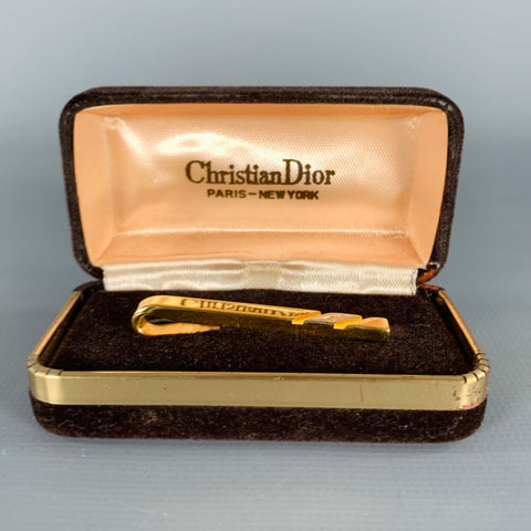 CHRISTIAN DIOR Gold Metal Tie Clip