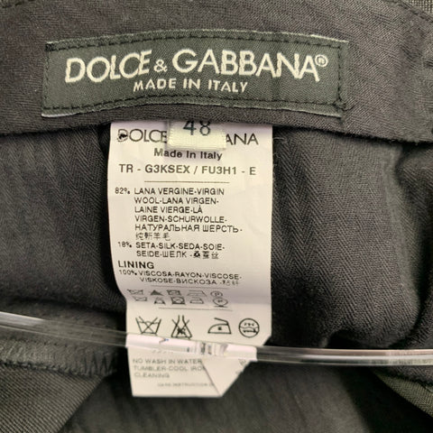 DOLCE & GABBANA Size 32 Black Wool Silk Pleated Tapered Dress Pants