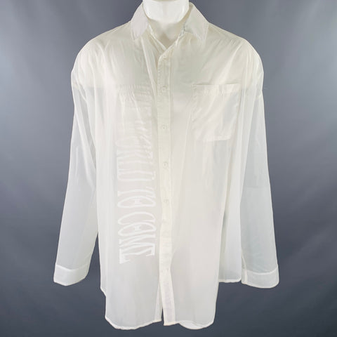Chemise à manches longues KTZ en nylon blanc à motifs, taille M, boutonnée