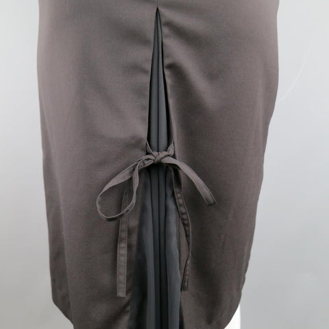 DROZDZIK Size 6 Black Pleated Wool Sheer Fishtail Pencil Skirt
