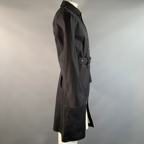 JIL SANDER Size XL Black Bonded Cotton Raincoat Coat