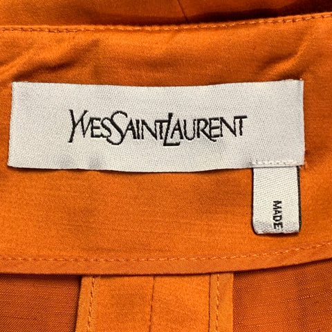 YVES SAINT LAURENT Size 10 Orange Cotton Linen Back Zipper Pencil Skirt