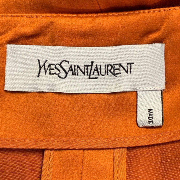 YVES SAINT LAURENT Size 10 Orange Cotton Linen Back Zipper Pencil Skirt