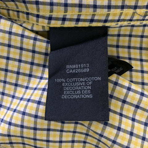 ROBERT GRAHAM Size L Yellow Blue Plaid Cotton Button Up Long Sleeve Shirt