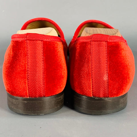 DEL TORO Size 8.5 Red Velvet Grosgrain Trim Slip On Loafers