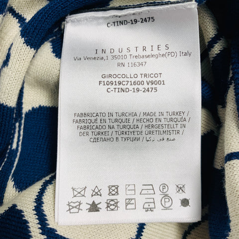 MONCLER Size XL Navy White Logo Cotton Crew Neck Pullover