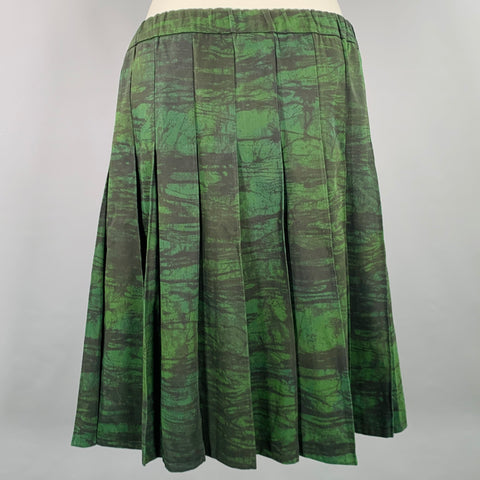 MARNI Winter 2013 Size 2 Black Dark Green Cotton Twill Pleated Skirt