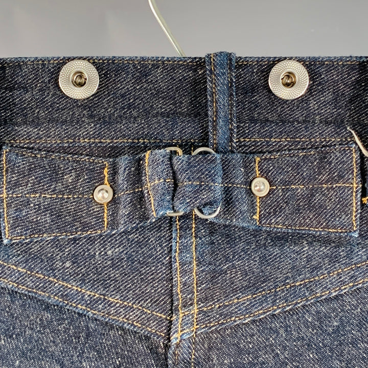 TAIGA TAKAHASHI Size 28 Indigo Blue Twill Cotton Denim Selvedge High Waisted Button Fly Jeans