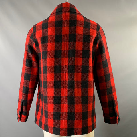 AMI by ALEXANDRE MATTIUSSI Size M Red Black Buffalo Plaid Wool Worker Jacket