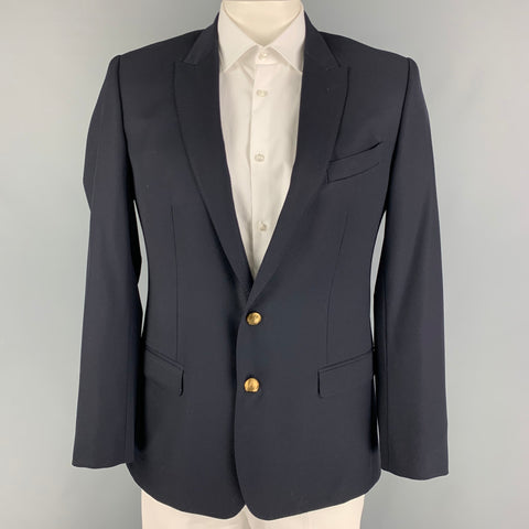 DOLCE &amp; GABBANA Martini Talla 42 Abrigo deportivo regular de seda y lana azul marino