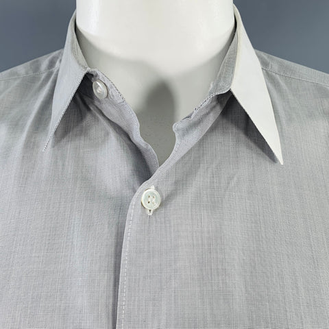 COMME des GARCONS SHIRT Size L Grey White Cotton One Pocket Long Sleeve Shirt