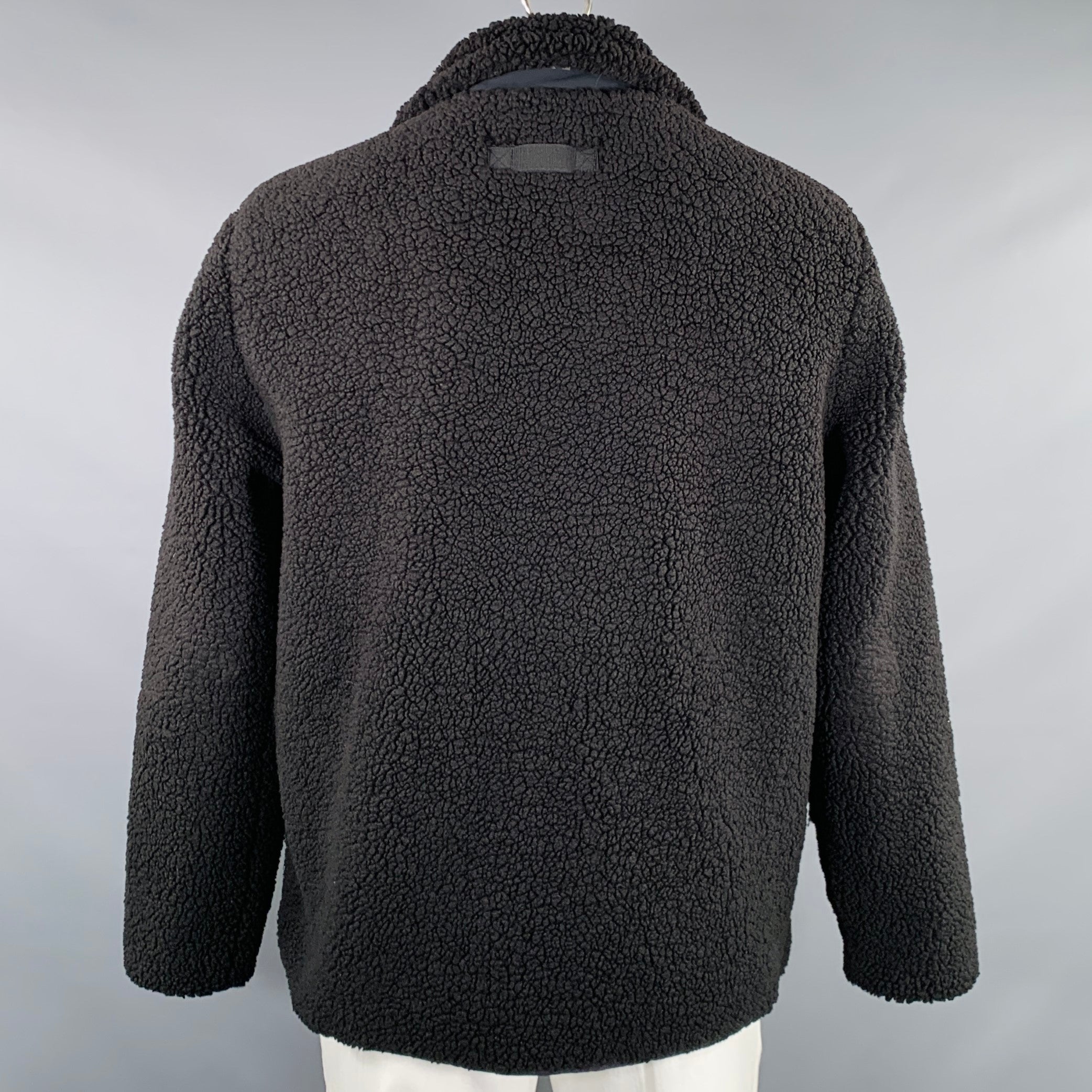 MOOSE KNUCKLES Size L Saglek Black Gold Faux Shearling Zip Up Coat