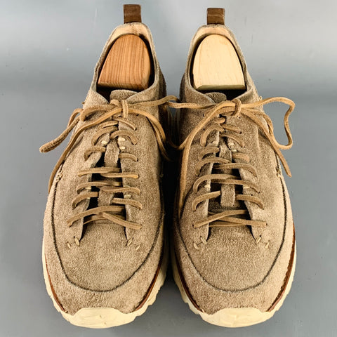 FEIT Size 9.5 Tan Suede Lace-Up Chunky Sole Sneakers