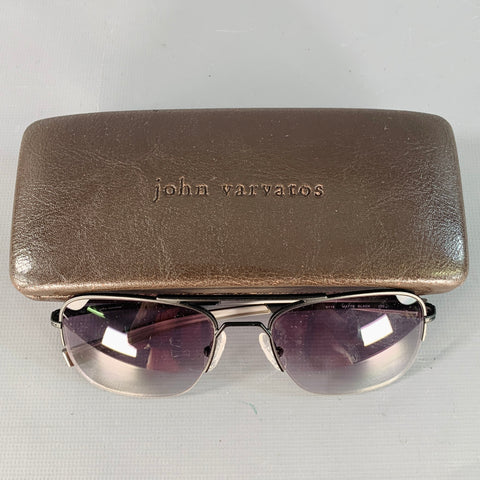 JOHN VARVATOS Black Gunmetal Metal Navigator Sunglasses