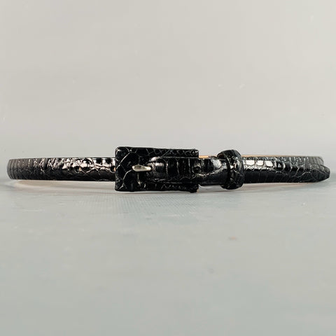 WCM NEW YORK Size S Black Alligator Leather Skinny Belt