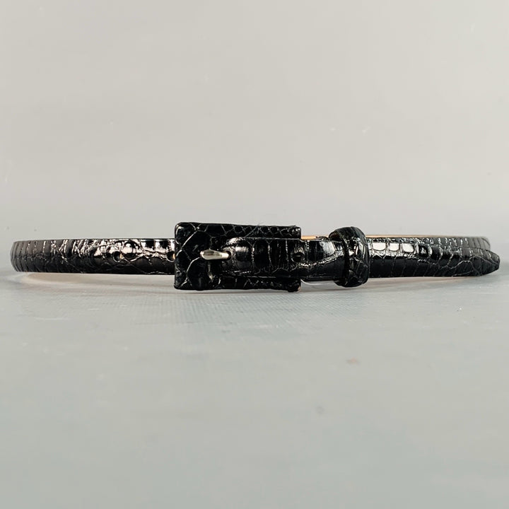 WCM NEW YORK Size S Black Alligator Leather Skinny Belt