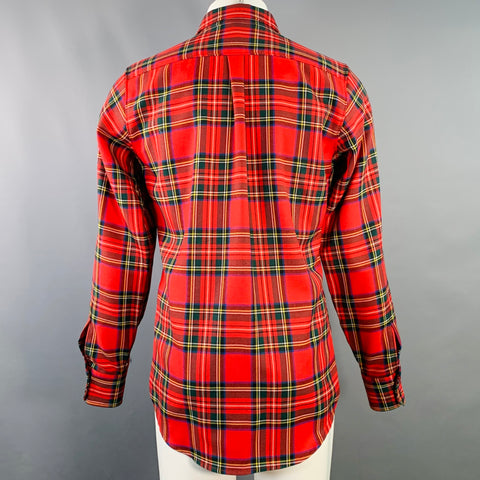 Chemise à manches longues boutonnée en laine à carreaux multicolores rouges DSQUARED2 Taille 38