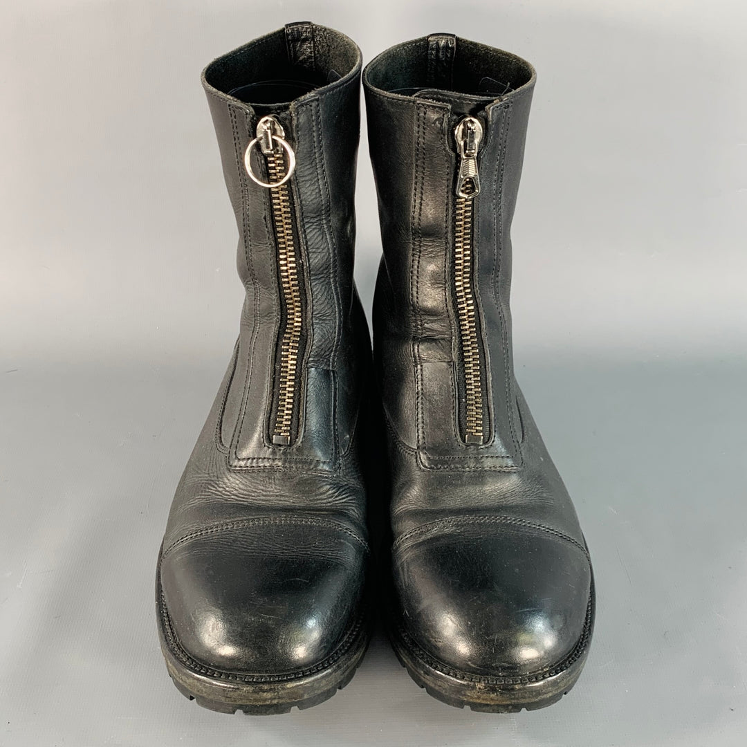 MARC JACOBS Size 10.5 Black Leather Cap Toe Zip Up Boots