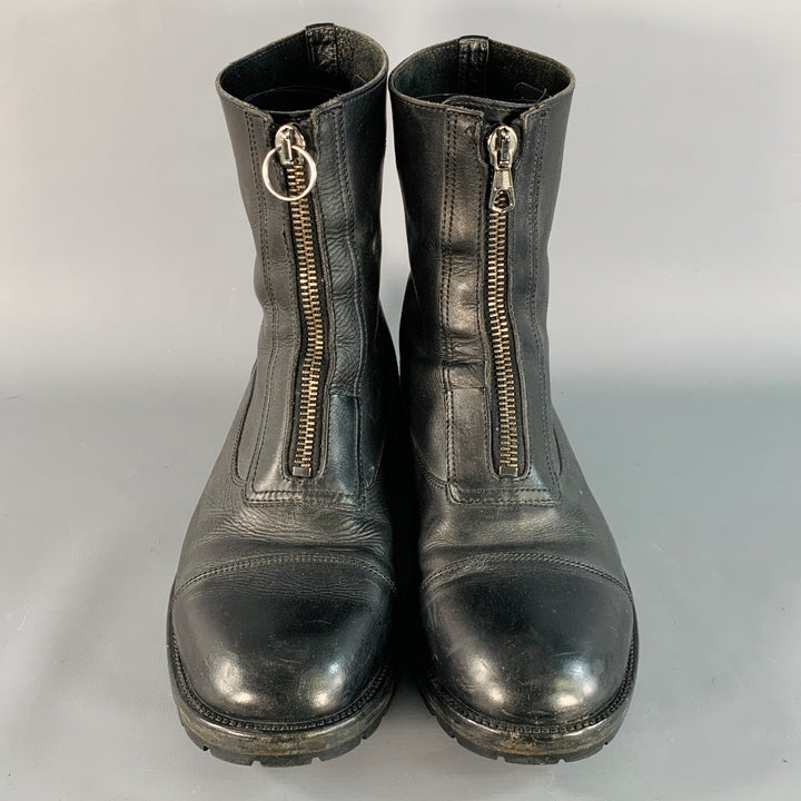MARC JACOBS Size 10.5 Black Leather Cap Toe Zip Up Boots