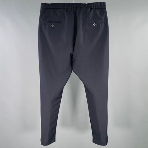BARENA Size 30 Navy Wool Cotton Drawstring Casual Pants
