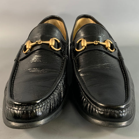 GUCCI Size 9.5 Black 115316 Leather Penny Loafer Loafers