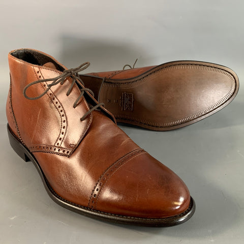 JOHNSTON MURPHY Size 11 Brown Mahagony Brogues Leather Chukka Boots