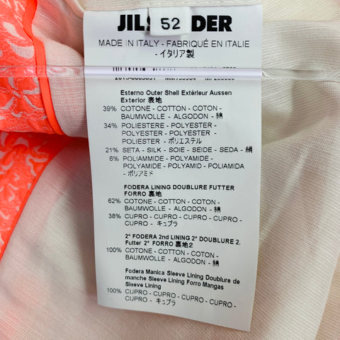 JIL SANDER Size 42 Pink White Textured Abstract Floral Cotton Blend Peak Lapel Sport Coat