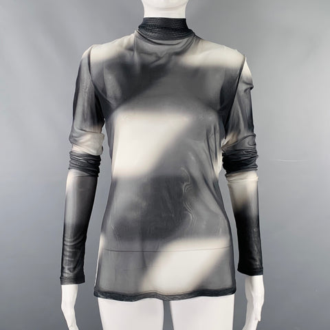 PRIVATE POLICY Size L Black White Polyester Blend Ombre Casual Top