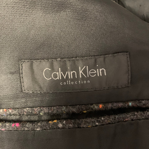 CALVIN KLEIN Size 38 Grey Speckled Wool Silk Sport Coat