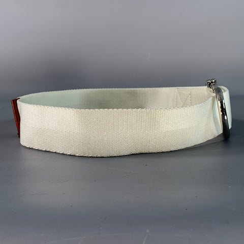 RALPH LAUREN Taille M Ceinture Nylon Cuir Blanc Marron