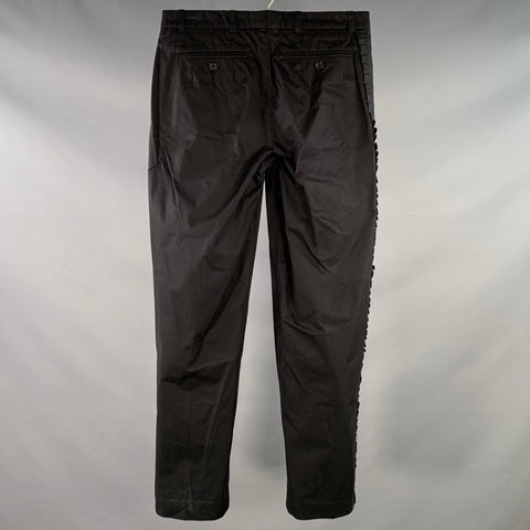 DIRK SCHONBERGER Size 28 Black Cotton Flat Front Pleated Stripe Casual Pants