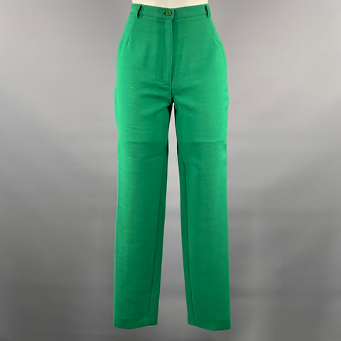 BYBLOS Taille S Costume Pantalon Vert en Mélange de Laine à Revers Crantés