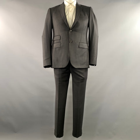 ERMENEGILDO ZEGNA Chest Size 40 Grey Heather Wool Notch Lapel 32 34 Suit