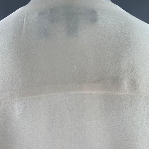 THEORY Size M Cream Silk Ruffled Long Sleeve Blouse