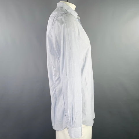BURBERRY LONDON Taille 42 Chemise Manches Longues Coton Rayé Blanc Bleu Clair