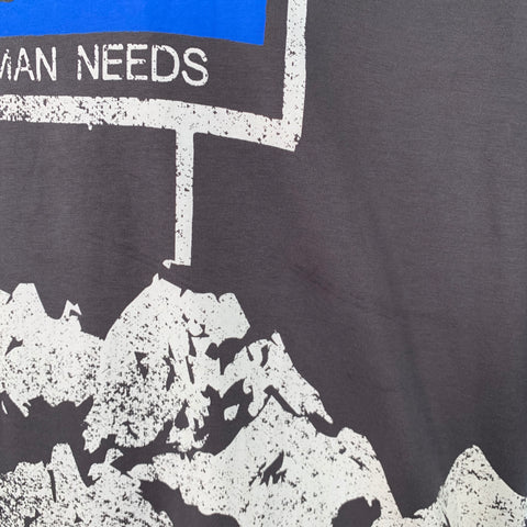 PLEASURES Size XXL Charcoal Grey Blue White Graphic Cotton Crew-Neck T-shirt