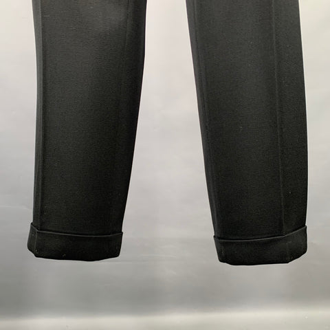 INCOTEX Size 34 Black Wool Flat Front Dress Pants