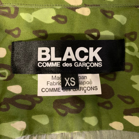 COMME des GARCONS BLACK 2014 Size XS Green Brown Geometric Cotton Long Sleeve Shirt