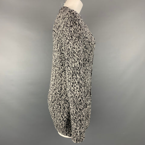 L'AGENCE Size M Navy & Grey Knitted Merino Wool Oversized Cardigan