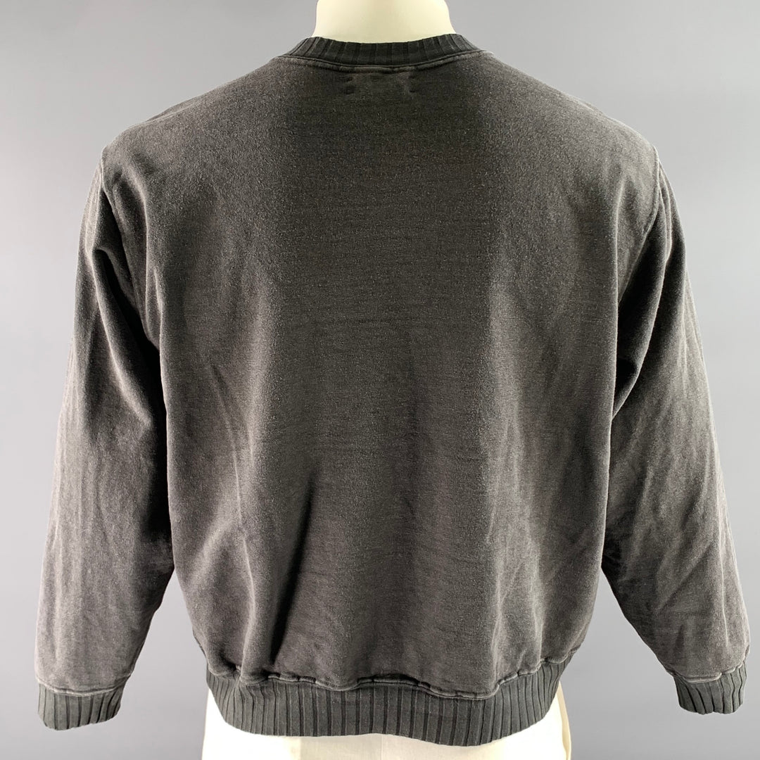 EVAN KINORI Size S Grey Washed Ribbed Sweatshirt